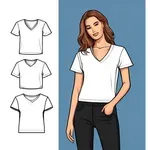 plain white cropped V-neck T-shirt image